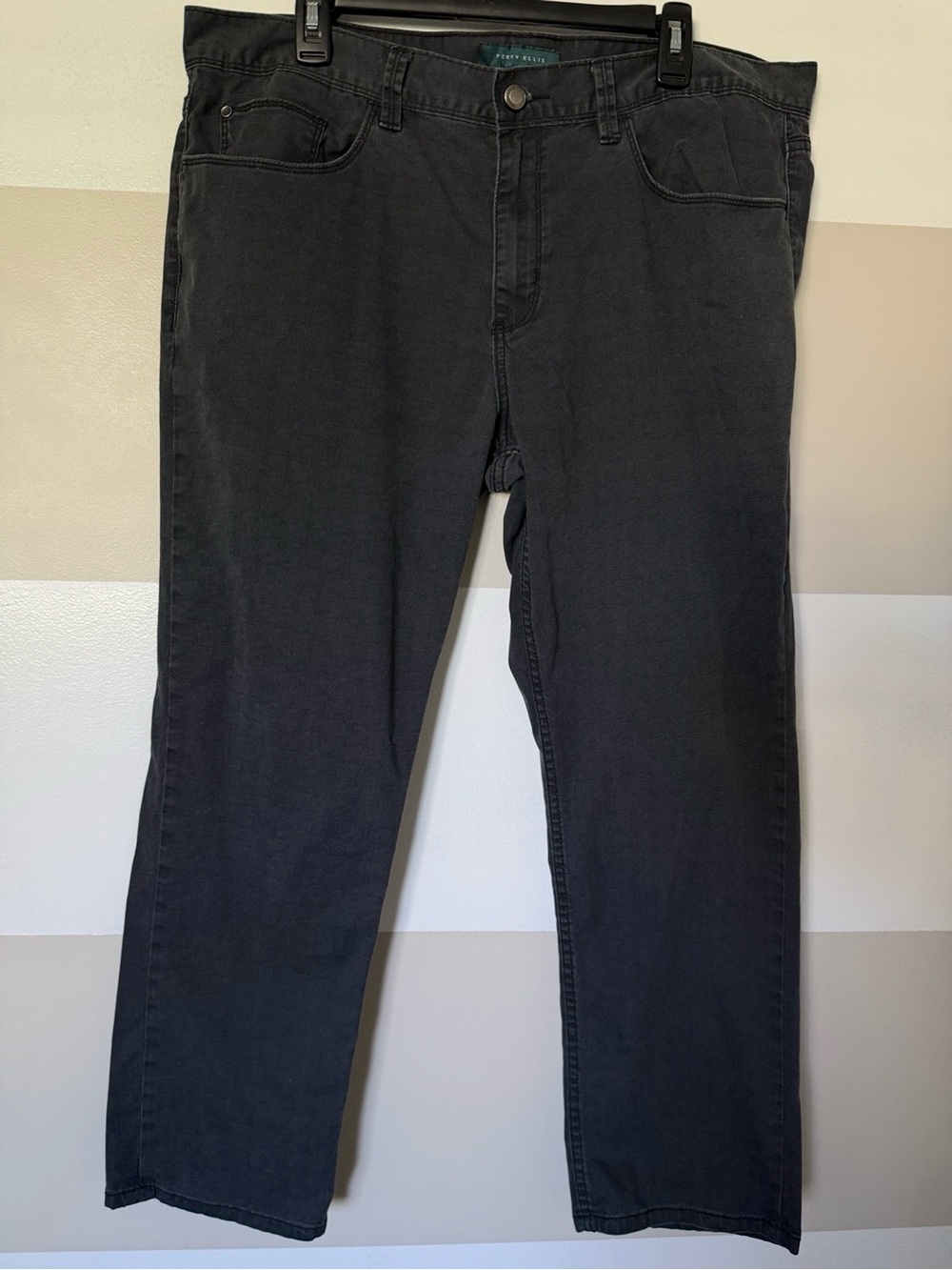 Perry Ellis Charcoal Black Slim Fit Stretch Pants Mens 38x30